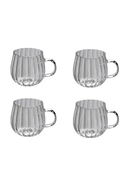 safestore 350 Ml Büyük Boy Çizgili Desenli Isıya Dayanıklı Termisil Cam Kupa ...