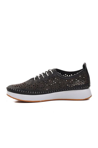 AYAKMOD 24077-L Pantofi casual de damă din piele naturală neagră