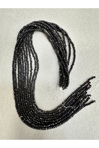 LİVZA BİJUTERİ 1 MM Kristal Boncuk Dizisi,Siyah renk ,Takı yapım malzemesi
