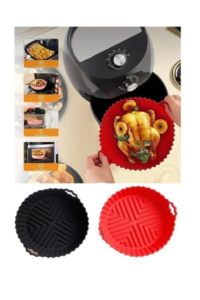 Otuz4istanbul قالب خبز من السيليكون لمقلاة الهواء، ملحق مقلاة هوائية مناسب لجميع المقالي باللون الأحمر