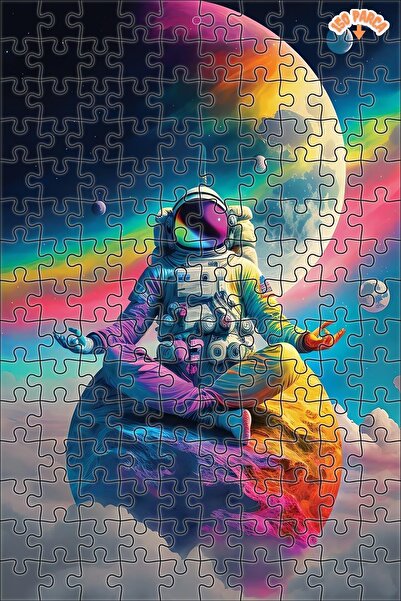 Teona Ahşap Huzurun Peşinde Astronot Dekoratif Çift Katlı Çerçeveli Asılabilir Ahşap Puzzle 150 PARÇA 20X30