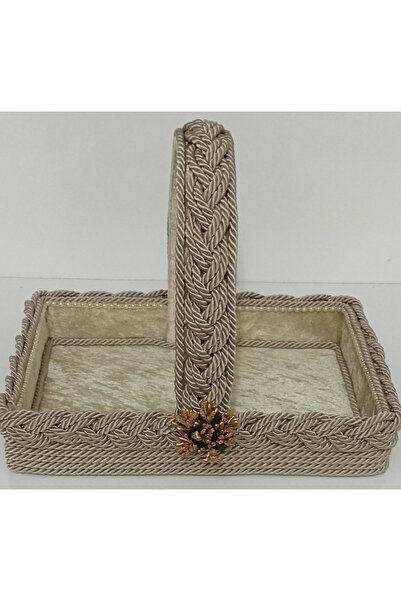 FNT Saplı Örgü Sepet Hediyelik Bohçalık Çeyizlik