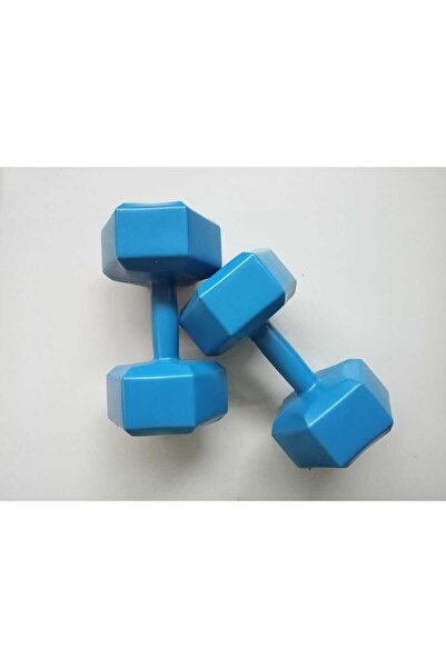 EMH SPOR Tritex 8kg X 2adet Köşeli Vinyl Kaplı Mavi Dambıl Ağırlık Seti