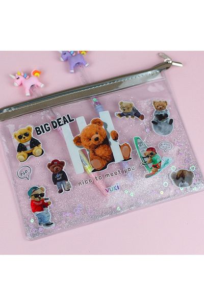 ileri grup Water Zippered Patterned Transparent File (a5) - Bear