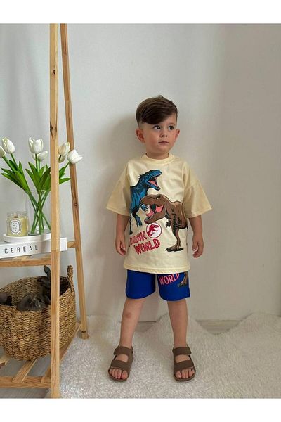 CANDA Dinosaur Patterned Top and Bottom Set