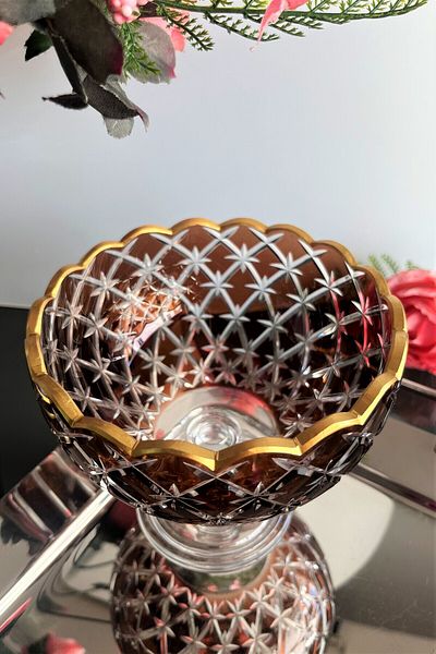 DECOSTYLE Gold Embroidered Star Decorated Daisy Cut Colored Candy Bowl