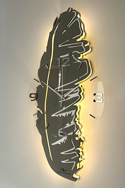 aSSe Tasarım Özel Modern Şık Tasarım Yaprak Model Sessiz Mekanizma 65cm Duvar...