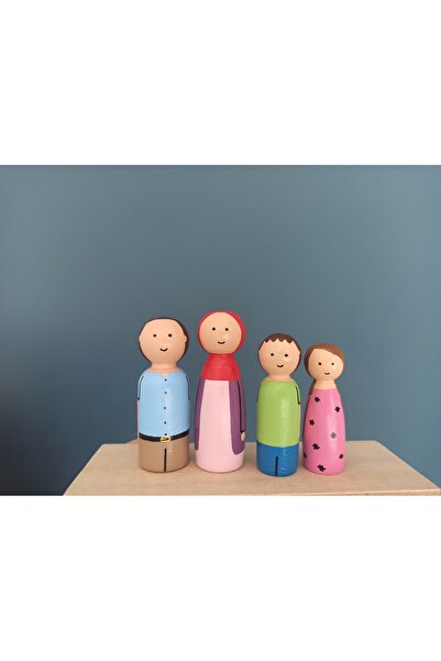 Gepetto عائلة أطفال بيجبول خشبية مطلية تتسع لـ 4 أشخاص