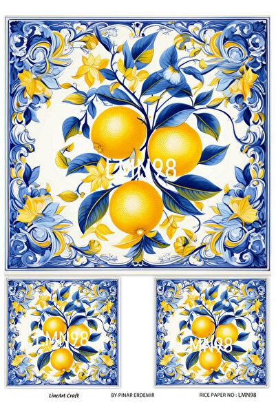LİNEART Limon Serisi LMN98 Limon Desenli Pirinç Dekopaj 30*42 cm