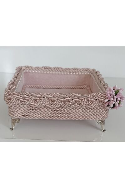 FNT Square Metal Leg Mesh Basket Napkin Holder Organizer Gift Bundle Dowry Holder
