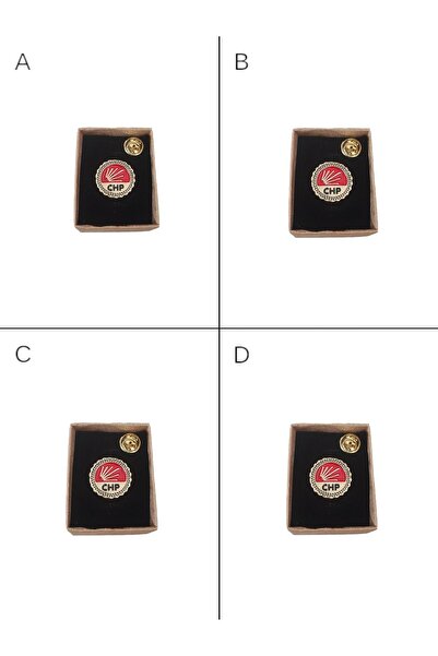 cacatasarım CHP Yazılı Yaka Rozeti 4 Adet Metal Gold Renk