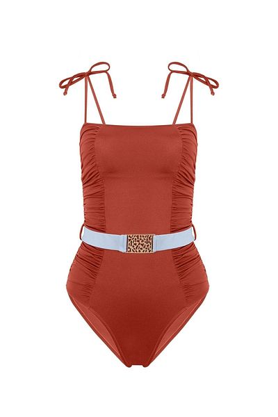 AQUELLA Costum de baie fără bretele și adunat scorțișoară
