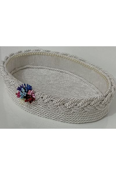 FNT Oval Knitted Basket Towel Holder Gift Package