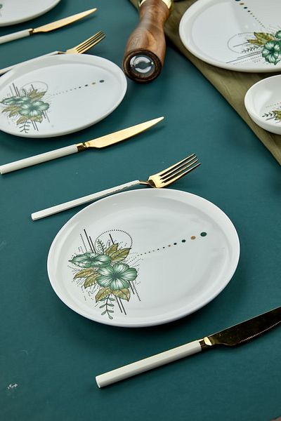 Babion Luxury Ceramic Artless 15 Piece Breakfast Set for 6 Persons