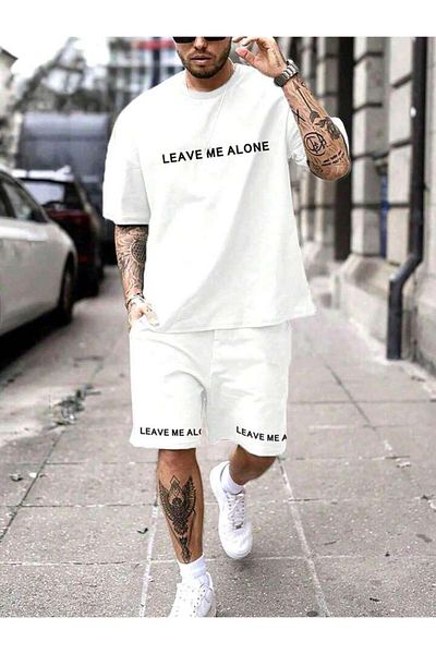 AMMA Unisex Leave Me Alone Printed 100% Cotton T-shirt and Shorts Set