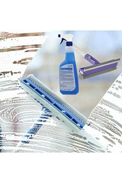 Ecolab Cam Temizleyici 1 Lt & Süngerli Cam Silecek X2 Adet Temizlik Seti