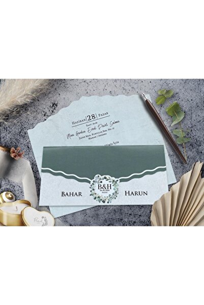 emindijital Düğün Davetiyesi Cem Davetiye Elegance 7023 Baskı Dahil