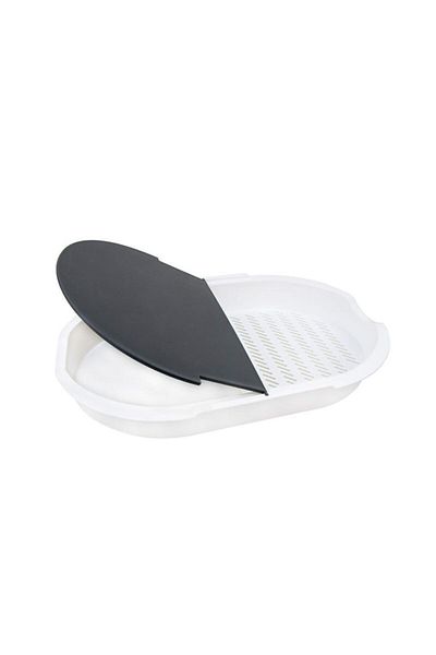 OMAK Plastic Cutting Board Chopping Board with Strainer and Chamber Picnic Salad Set Board