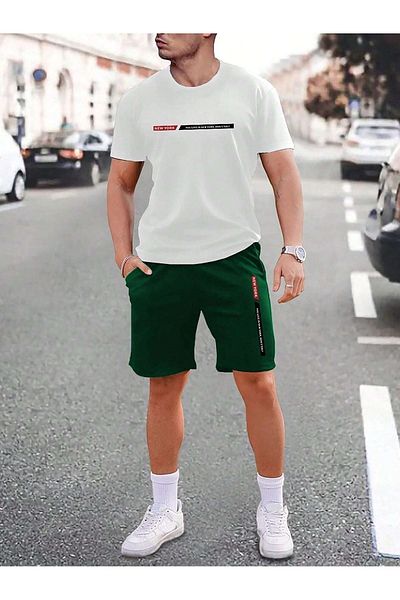 DAXİS Sportwear Company Unisex Printed Top and Bottom Set - Shorts T-shirt Set