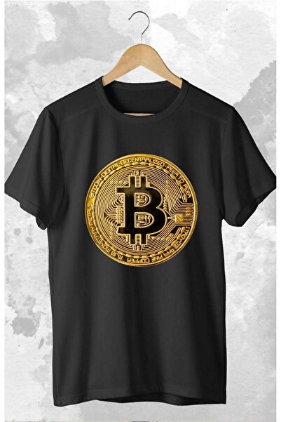 Massgai Унисекс памучна тениска с щампа Bitcoin - голям размер - къс ръкав