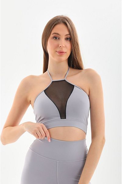 Rosy Live in style Black Tulle Detailed Crop Tie with Neck Piping