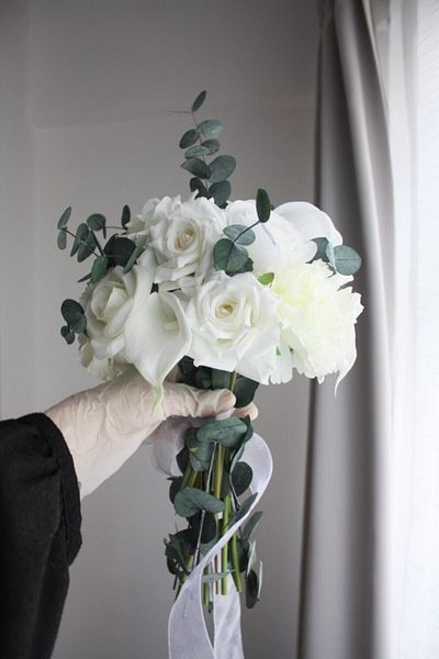 Flower Νυφική ​​ανθοδέσμη Rose Gala Eucalyptus