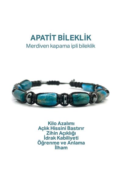OSMANLI DEĞERLİ TAŞ Original Genuine Apatite - Hematite Natural Stone Ladder Closure String Bracelet
