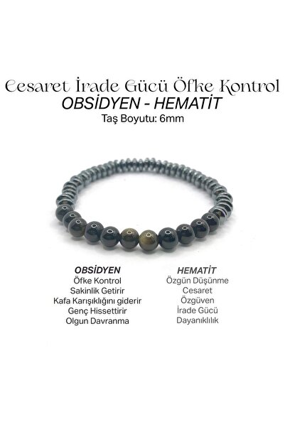 OSMANLI DEĞERLİ TAŞ Hakiki Orijinal Sertifikalı 6mm Obsidyen - Hematit Doğal ...