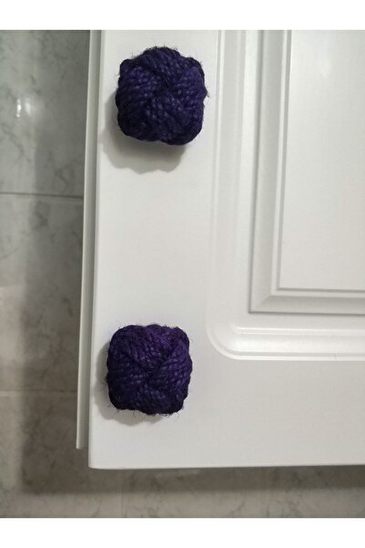 Barbarossa Hasır Kulp Kapı Dolap Vestiyer Çekmece Kulbu 1 Adet Mantar Kulp Düğme Kulp Mor Menekşe