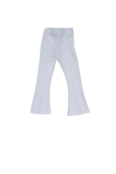 Woorage Kız Bebek Çocuk Yırtmaçlı Bel Lastikli İspanyol Paça Tayt Pantolon