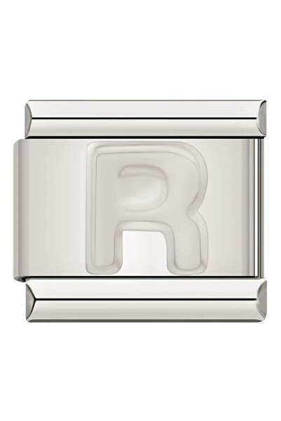Naturel Tılsım سحر 9 ملم - حرف R من الفولاذ المقاوم للصدأ والفضة، إيطالي
