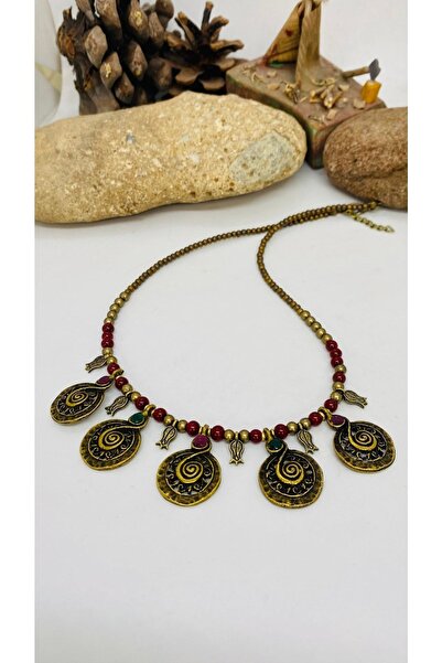 Porsuk Alternatif El Yapımı Etnik Pirinç Aparatlı Kadın Kolye