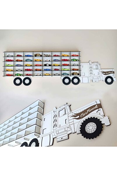 Woodbu Ahşap Beyaz 40 Araçlık Hobi Araba Rafı