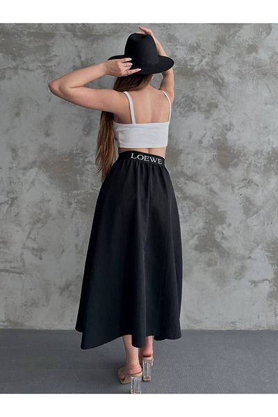 Butik Beyza Fusta din material parașuta cu talie elastică cu imprimeu Loeve