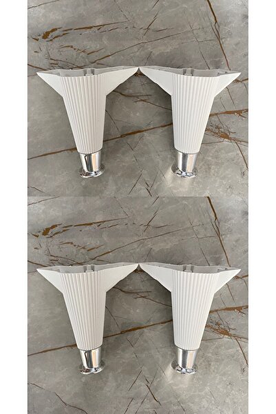 OnurEvimde Çizgili Beyaz Krom Renk Plastik Ayak 15 Cm Baza Koltuk Sehpa Dolap...