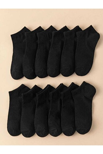 WALTAŞ Kadın Siyah Düz Patik Çorap 10lu Pamuklu Rahat Günlük Black Arden Socks