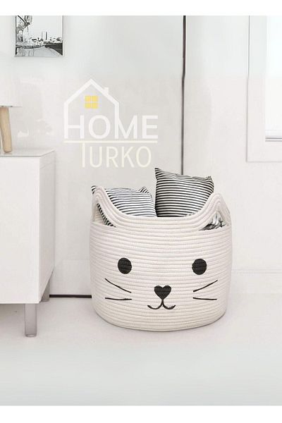 HomeTurko Toy and Jute Basket for Children - Cat and Dog Basket, Pet Basket