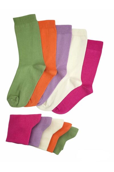 ALTAŞ 5 Çift Düz Pastel Renkli Soket Çorap 36-41 Numara Bt-0336