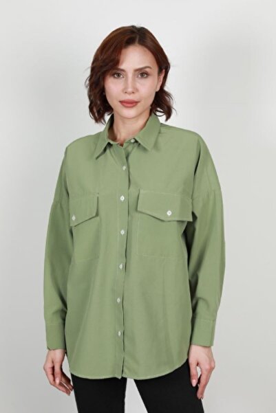 GİYSA Kadın Çift Cepli Salaş Gömlek