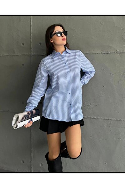 SHİROSA Plava prugasta ženska košulja