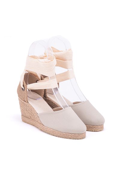 Star Tombis Beige Linen Straw Espadrille - Real Handmade String Heel Handmade