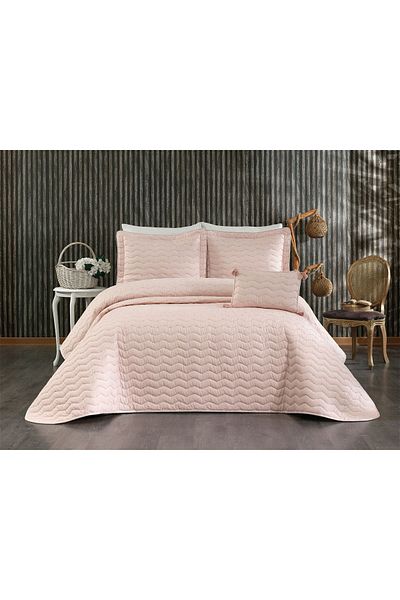 baladı home ev tekstil home collection High quality Double Embroidered Quilted Bed Knitted - End Piece Fiber (3 PIECES)