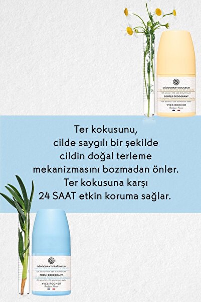 Yves Rocher Orjinal Boy Ferahlatıcı Roll-on, Hassas Cilt Roll-on Deodorant Seti