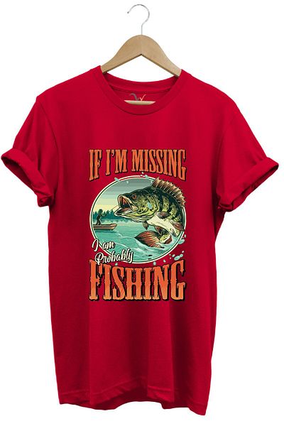 WİDİ Fisherman Fishing Vintage Poster Printed Regular Fit 100% Cotton Red T-Shirt