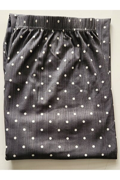 Mirano Gömlek Yaka Önden Düğmeli Pegasus Puantiyeli Kadın Pijama Takımı  Füme 1001