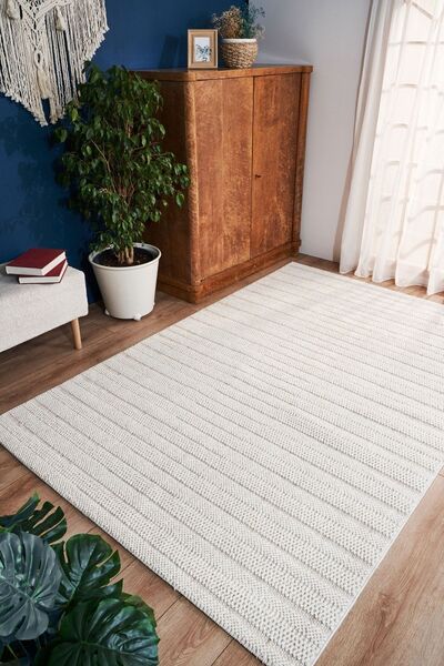 Apex Gala 2211 Ekru Antialerjik Dekoratif Modern Bukle Salon Halısı