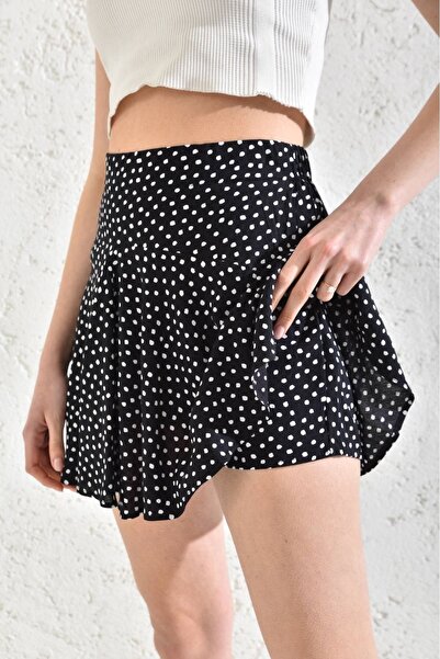 Everest Fusta cu pantaloni scurți elastici din viscoză 100% țesută cu imprimeu metrat