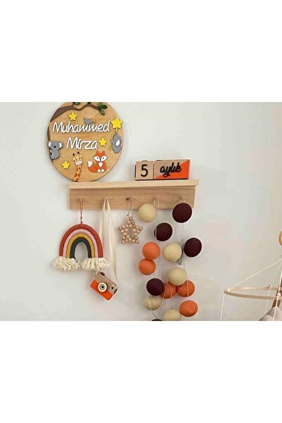 Genel Markalar Dekoratif 5 Askılı Çocuk ve Bebek Odası İçin Duvar Rafı, Moder...