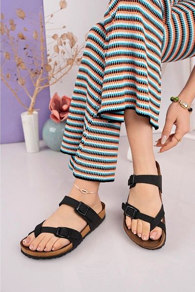 only my store Σαγιονάρες Unisex Μαύρες Άνετη Σόλα Πολυ Σόλα Σταυρός Μοντέλο