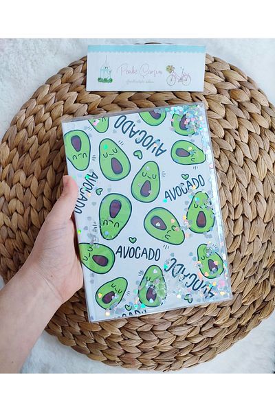 Pembe Çarşı Avocado Notebook with Glitter and Watery Cover